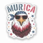 4th of July Patriotic Funny Eagle USA シール (正面)