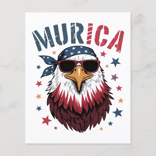 4th of July Patriotic Funny Eagle USA チラシ (正面)