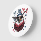 4th of July Patriotic Funny Eagle USA ラウンド壁時計 (傾斜)