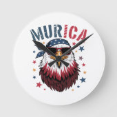 4th of July Patriotic Funny Eagle USA ラウンド壁時計 (正面)