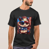 4th of July Patriotic Hamster US Flag Tシャツ (正面)