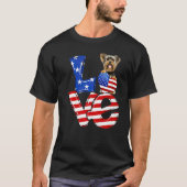 4th Of July Patriotic Love Yorkshire Terrier Ameri Tシャツ (正面)