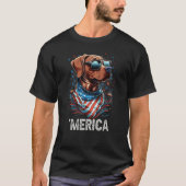 4th of July Patriotic Rhodesian Ridgeback Dog Meri Tシャツ (正面)