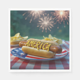 4th of July Picnic With Fireworks スタンダードランチョンナプキン