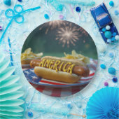 4th of July Picnic With Fireworks ペーパープレート (パーティー)