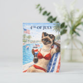 4th of July Pool Diva Cat Postcard シーズンポストカード (スタンド正面)