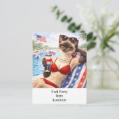 4th of July Pool Diva Cat Postcard シーズンポストカード (スタンド正面)