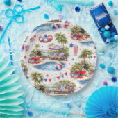 4th of July Pool Party in Florida ペーパープレート (パーティー)