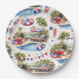 4th of July Pool Party in Florida ペーパープレート