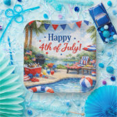 4th of July Pool Party in Florida ペーパープレート (パーティー)