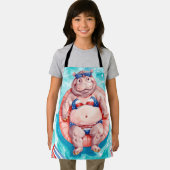 4th of July Pool Party with Hippo エプロン (インサイチュ)