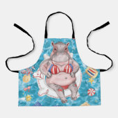 4th of July Pool Party with Hippo  エプロン (正面)