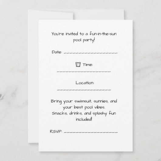 4th of July Pool Party with Hippo 招待状 (裏面)