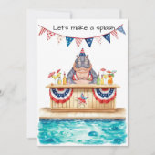 4th of July Pool Party with Hippo 招待状 (正面)