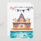 4th of July Pool Party with Hippo  招待状 (正面/裏面)