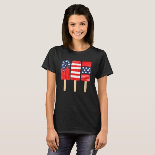 4th of July Popsicle Red White Blue American Flag  Tシャツ (正面フル)