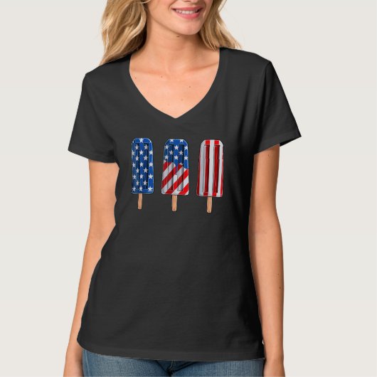 4th Of July Popsicle Red White Blue American Flag  Tシャツ (正面)