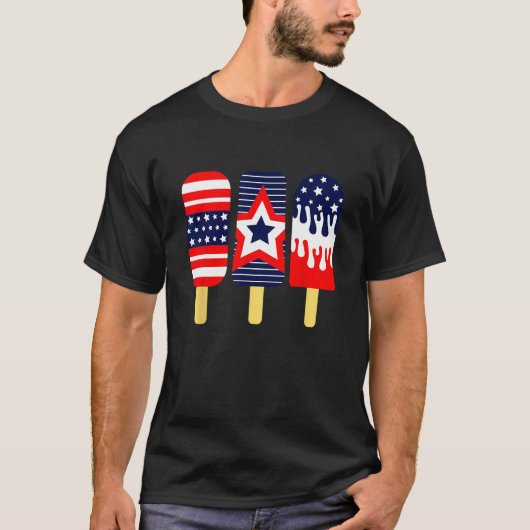 4th of July Popsicle Red White Blue American Flag  Tシャツ (正面)