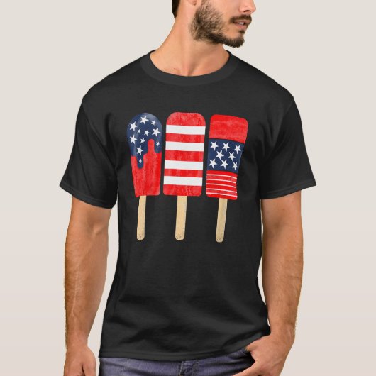 4th of July Popsicle Red White Blue American Flag  Tシャツ (正面)
