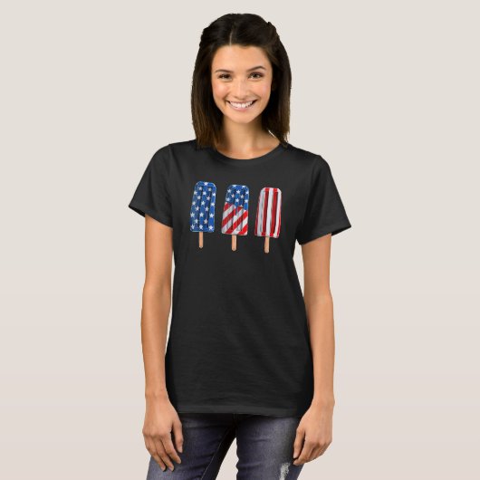 4th Of July Popsicle Red White Blue American Flag  Tシャツ (正面フル)