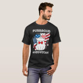 4th Of July Proud Patriotic Cat Usa Flag Tシャツ (正面フル)