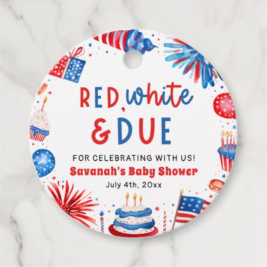 4th of July Red White Blue Birthday Thank You フェイバータグ (正面)