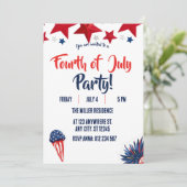 4th of July Red White Blue Fireworks Party  招待状 (スタンド正面)