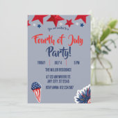 4th of July Red White Blue Fireworks Party  招待状 (スタンド正面)