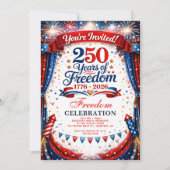 4th of July Red White Blue Fireworks Party  招待状 (正面)