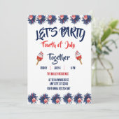 4th of July Red White Blue Fireworks Party  招待状 (スタンド正面)