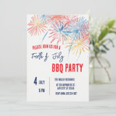 4th of July Red White Blue Fireworks Party  招待状 (スタンド正面)