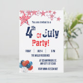 4th of July Red White Blue Fireworks Party  招待状 (スタンド正面)