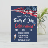 4th of July Red White Blue Fireworks Party  招待状 (スタンド正面)