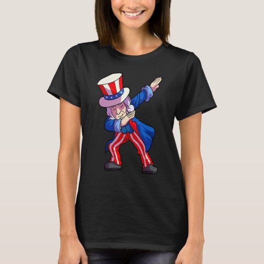 4th of July Shirt For Kids Dabbing Sam Uncle Boys  Tシャツ (正面)
