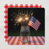 4th of July Sparklers and Flags 招待状 (正面/裏面)