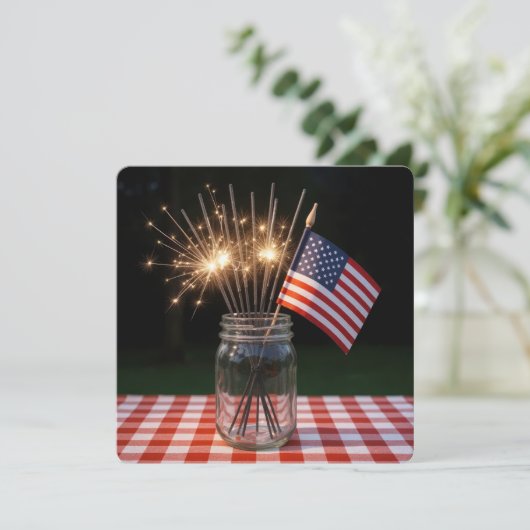 4th of July Sparklers and Flags 招待状 (スタンド正面)