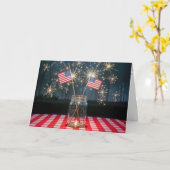 4th of July Sparklers and Flags In a Jar カード (黄色い花)