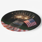 4th of July Sparklers With American Flag ペーパープレート (アングル)