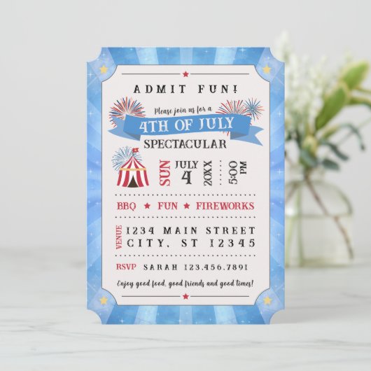 4th Of July Spectacular Ticket Invitation (Blue) 招待状 (スタンド正面)