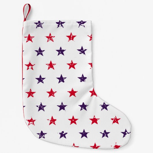 4th of July Stars Grunge Abstract Seamless Pattern スモールクリスマスストッキング (正面)