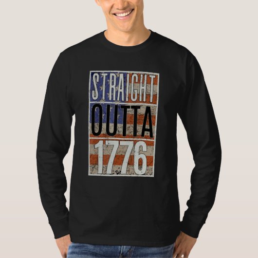 4th of July Straight Outta 1776 US Flag America Tシャツ (正面)