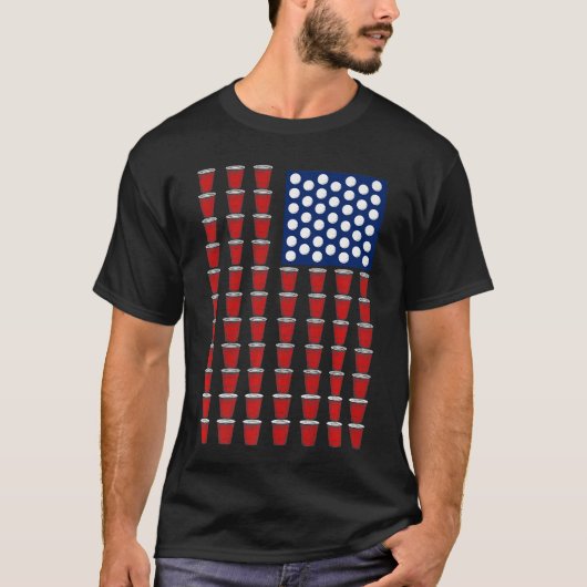 4th Of July Trendy Red Solo Cup Beer Pong USA Flag Tシャツ (正面)