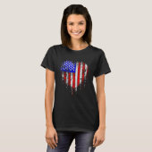 4th Of July Us American Flag Heart For Independenc Tシャツ (正面フル)