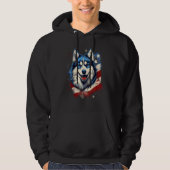4th Of July US Flag Alaskan Malamute Dog パーカ (正面)