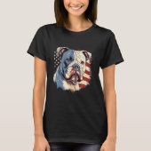 4th Of July US Flag American Bully Dog Tシャツ (正面)