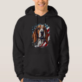 4th Of July US Flag Beagle Dog 1 パーカ (正面)
