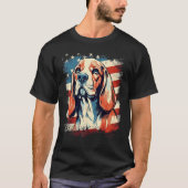 4th Of July US Flag Beagle Dog Tシャツ (正面)