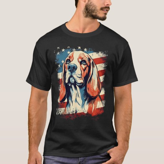 4th Of July US Flag Beagle Dog Tシャツ (正面)