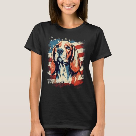 4th Of July US Flag Beagle Dog Tシャツ (正面)