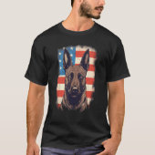 4th Of July US Flag Belgian Malinois Dog Tシャツ (正面)